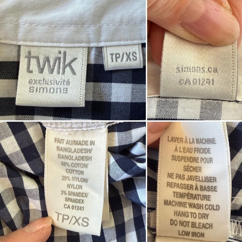 Twik By Simons Top Size Xs Button Down Black Ging… - image 7